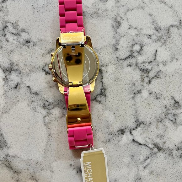 COPY - Michael Kors Women's MK5890 Chronograph Mercer Pink Silicone Chronograph… - Picture 5 of 6